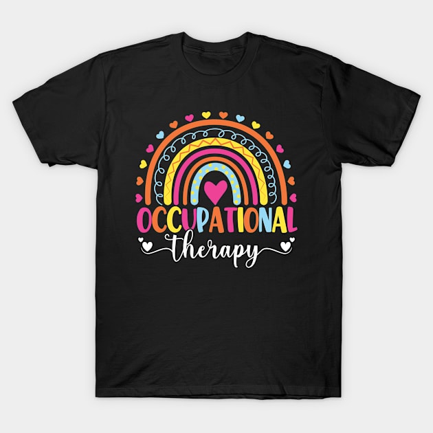 Occupational Therapy OT Month Therapist Boho Rainbow T-Shirt by BramCrye